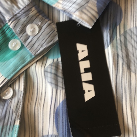 ALIA NWT SIZE 16 WOMEN LONG SLEEVE LONG STYLE BLOUSE GREY/MAUVE/AQUA/WHITE #116 - Picture 4 of 10